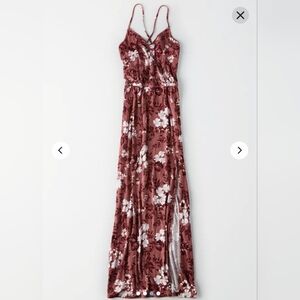 American Eagle Outfitters Burgundy and White Floral Maxi Dress